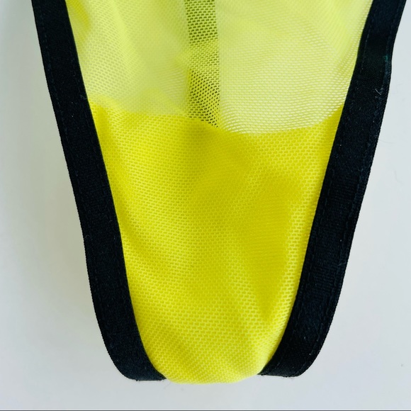 Yellow Mesh G-String with Black Detailing - Picture 14 of 16